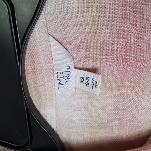 NWT Time And Tru Vintage Pink Plaid Flannel Long Sleeve Button-Up Shirt - Picture 6 of 9